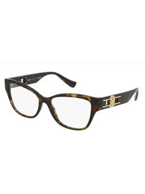 Versace Tortoise Cat Eye RX Glasses Gold Medusa New 3347